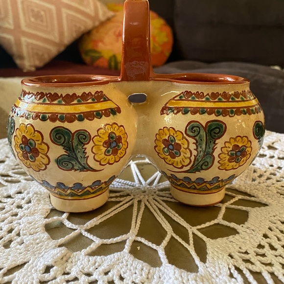 🔥 3 FOR $20 SALE Twin Clay Wabi Sabi Condiment Pots Hand Painted succulents pot - Picture 2 of 7